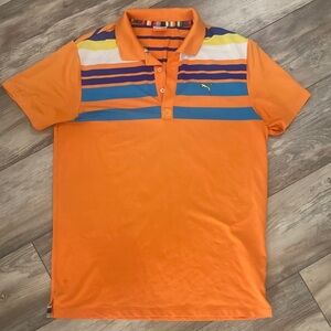 Puma SportLifestyle BOLD Multicolor Stripe Polo Size L Rickie Fowler USPDRY Sz M